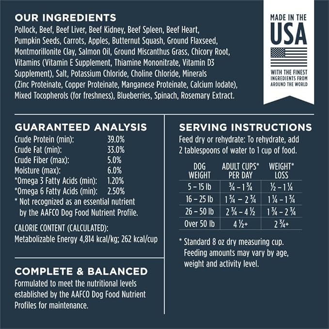 Instinct Freeze Dried Raw Meals, Natural Dry Dog Food, Grain Free - Wild Caught Pollock, 24 oz. Bag