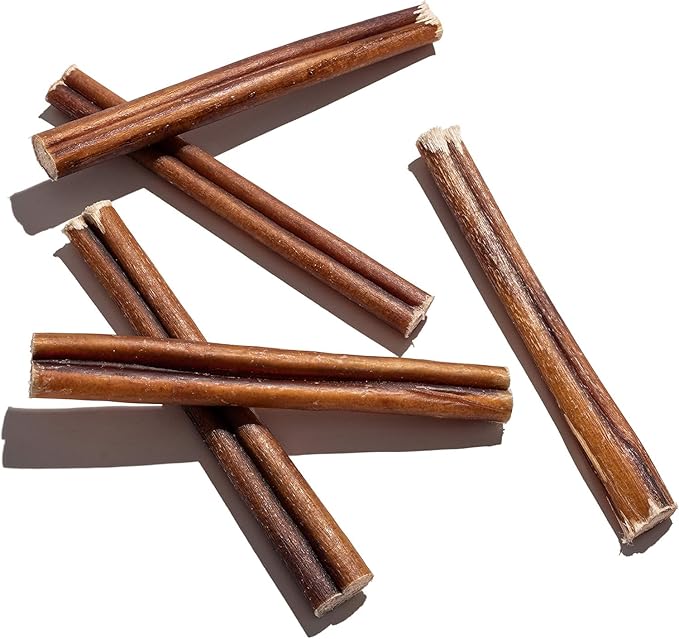 Wild Wolf 6-inch Angus Bully Sticks (8 Ounces) Healthy, All-Natural, Long-Lasting Dog Chew Bones - Low Odor - Mixed Thickness - Lab-Tested, Hand-Inspected and Packed with Love in The USA