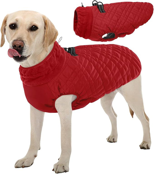 Kuoser XL Insulated Dog Vest | Big Breed Jacket for Huskies & Shepherds | Reinforced Seams Withstand Snow Play, Breathable, Red XL
