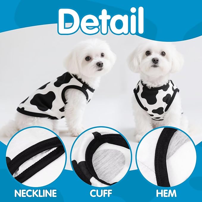 Adorable Cow Print Dog Shirts – Lightweight, Cozy Outfit for Small to Medium Dogs, Soft & Snuggly Pet Wear for Everyday Comfort and Cuteness.Back & XL