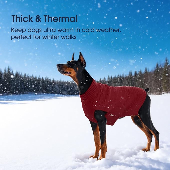 IECOii Extra Large Dog Sweater, XXXL Dog Sweater for Large Dogs Girl Boy, Xmas Pet Holiday Sweaters Large Size, Warm Doggy Christmas Knitwear Big Dogs Sweater for Labrador, Doberman, Darkred-3XL