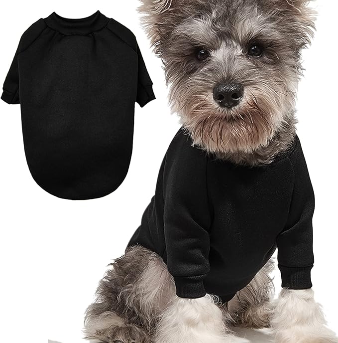 Puppy Sweater for Small Dogs Clothes Warm Winter Cat Clothe Pet Sweatshirt Knitwear Doggie Kitten Clothing, Black, Small