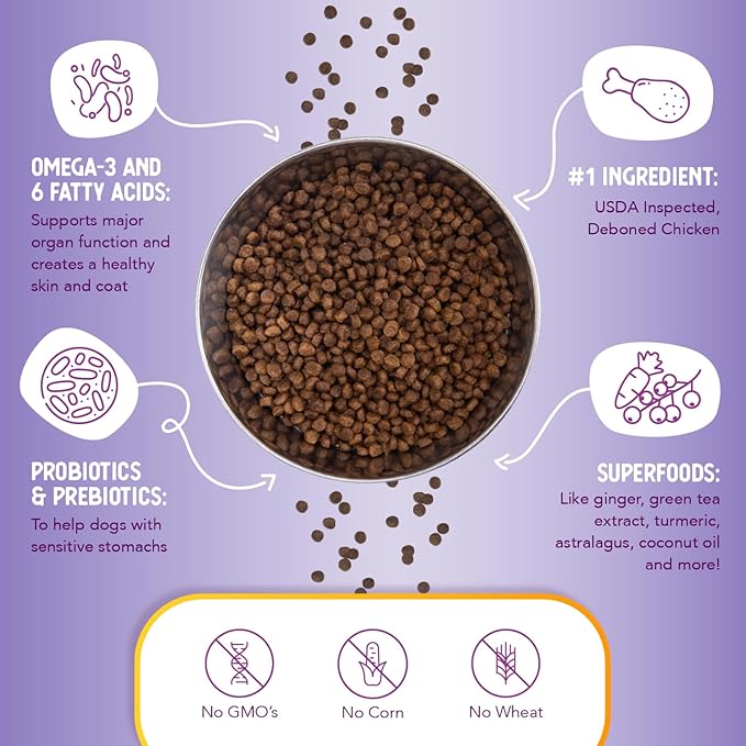 Health Extension Little Bites Dry Dog Food for Toy and Small Breeds, Chicken & Brown Rice Recipe, with Probiotics & Superfoods for Digestion & Coat Health, 30 lb Bag (Pack of 1)