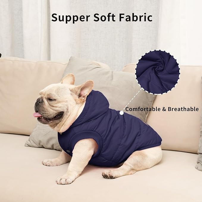 Fleece Lining Extra Warm Dog Hoodie in Winter for Large Dogs Jacket Pet Coats with Hooded,Blue XL