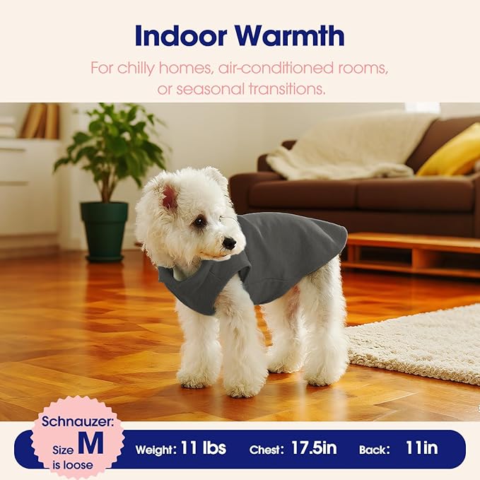 FUAMEY Dog Fleece Vest for Small Dogs,Warm Stretchy Dog Sweatshirts Pullover with Leash Hole Dogs Sweater Soft Pet Turtleneck Cozy Pet Vest Lightweight Sleeveless Grey S