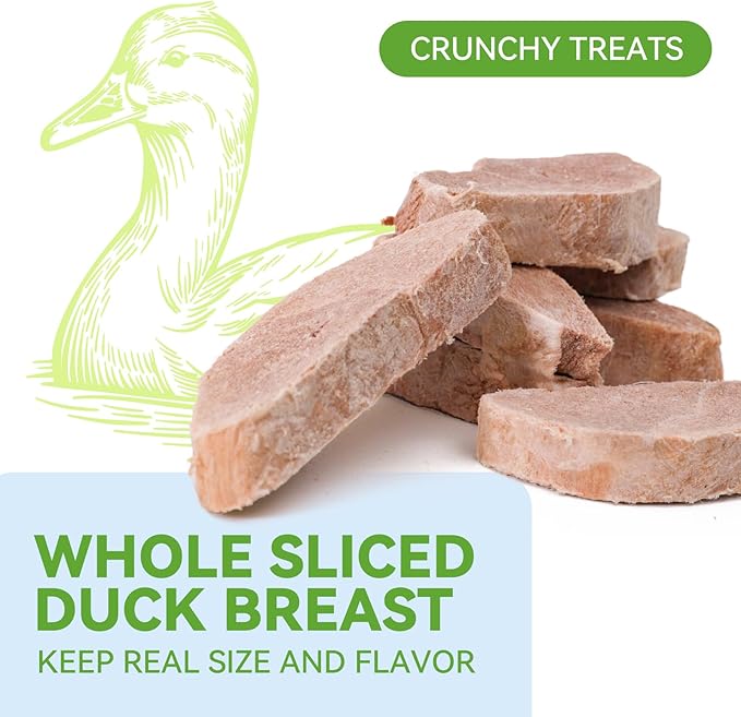 OPET Freeze Dried Duck Cat Treats, Single Ingredient Grain Free High Protein Pet Food for Cats and Dogs, Healthy Training Snacks，Freeze Dried Duck Breast Sliced Fillets (Duck Breast, 5.92 Ounce)