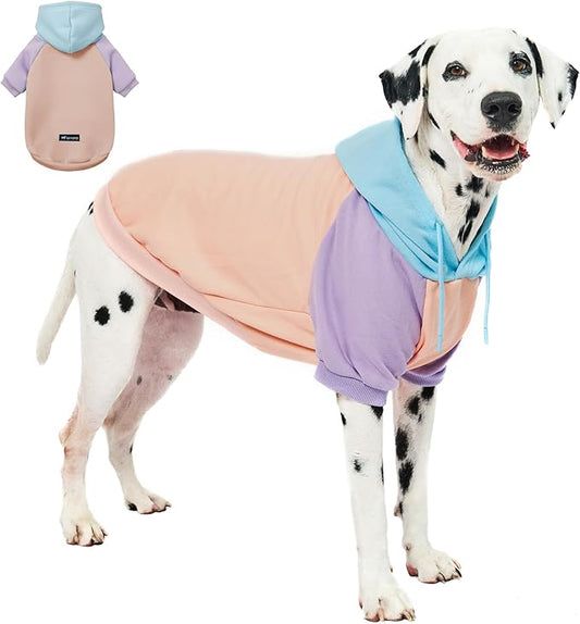 Tuff Pupper Dog Hoodie | Premium Quality 100% Organic Cotton | Ultra Soft Interior for Superior Comfort | Elastic Cuffs & Drawstring for Warmth | Stretch Fit Suitable for All Breeds (Pastel, L)