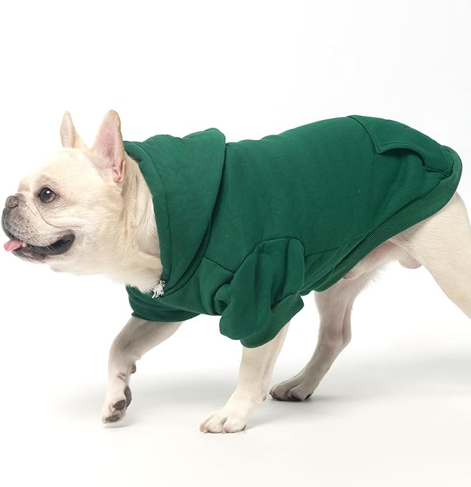 KOOLTAIL Basic Dog Hoodie - Soft & Warm Pet Hoodie Sweater with Leash Hole and Pocket, Dog Winter Coat, Cold Weather Clothes Sweatshirt for Small Medium Large Dogs Puppy Cat Boys Girls Deep Green L