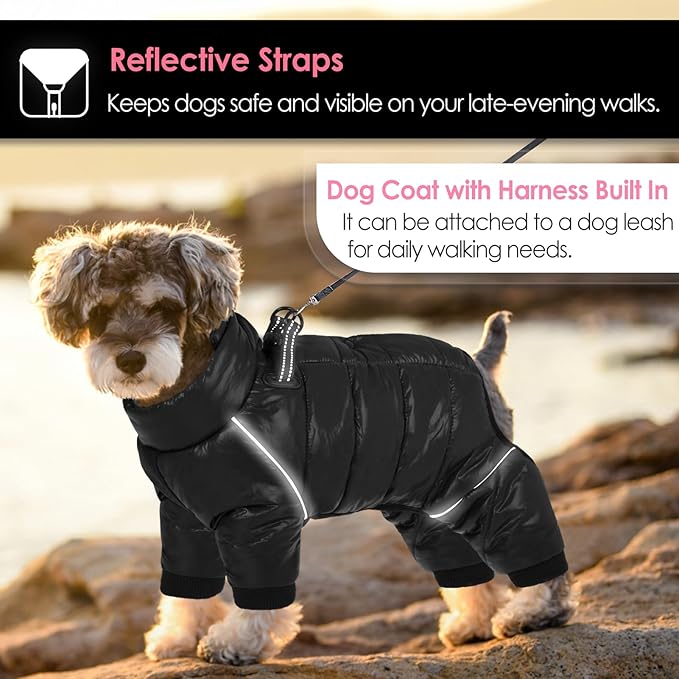 AOFITEE Dog Coat, Waterproof Dogs Jacket for Winter, Warm Fullbody Small Dog Snowsuit, Winter Coat for Small Dogs, Zip Up Pet Puffer Jacket Fleece Vest, Outdoor Reflective Pet Snow Jackets, XXL