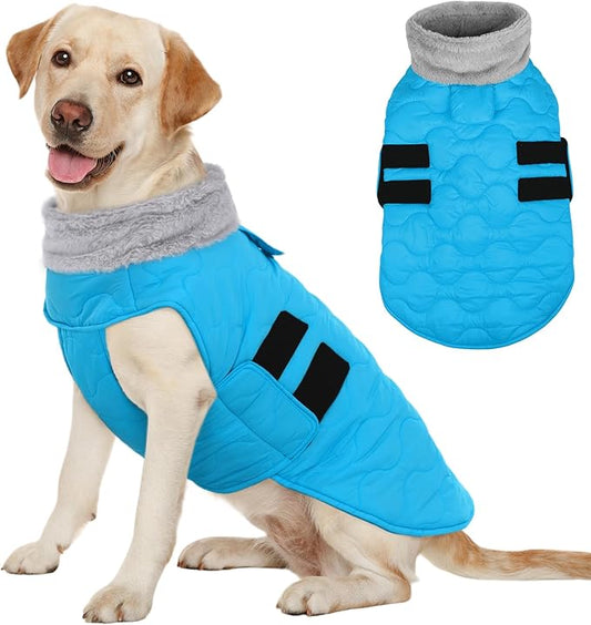 Kuoser Dog Jacket, Winter Dog Coats for Medium Dogs, Cold Weather Coats Pet Clothes, Doggie Snow Jacket for Frech Bulldog, Boston Terrier, Blue L