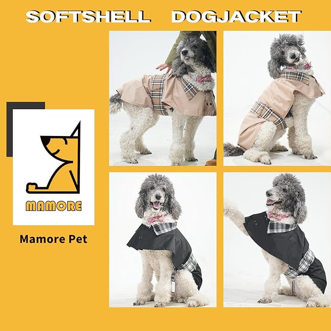 MAMORE Dog Jacket Waterproof Outdoor Vest for Smal Medium Large Dogs, Windproof Adjustable Breathable Lightweight Fashion Casual Dog Clothes (Black&White, Small)