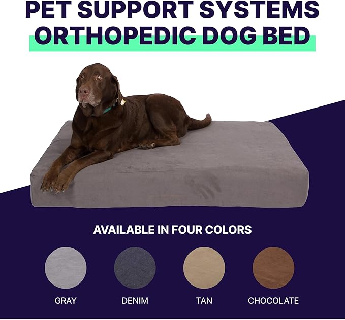 Pet Support Systems Orthopedic Dog Bed - Gel Memory Foam Pet Bed, Luxury Washable Dog Bed for Sleeping and Support (Removable Cover, Small Gray Dog Bed)