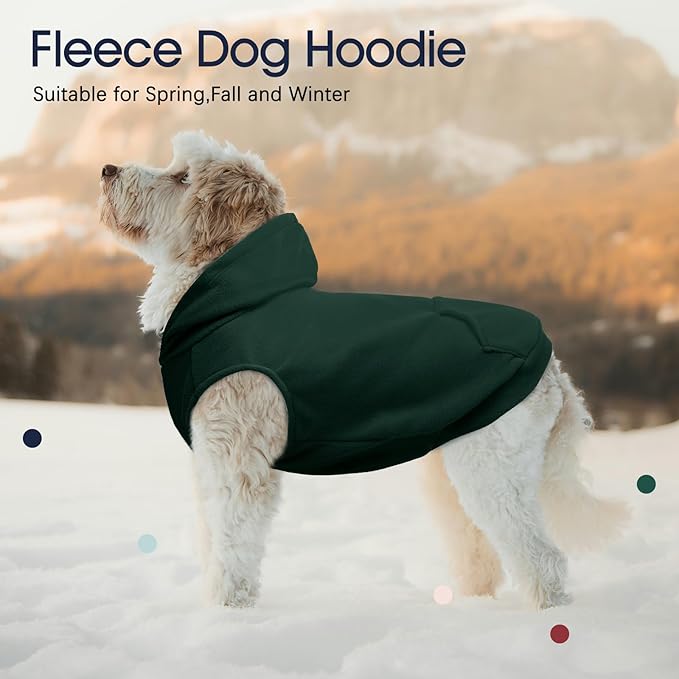 IECOii Dog Hoodie,Polar Fleece Dog Sweatshirt Fall Dogs Sweater with Hood,Warm Sweaters for Medium Dogs Boy Girl,Sleeveless Pet Hoodie Medium Size Winter Clothes for Pug,Jack Russell,Green,M