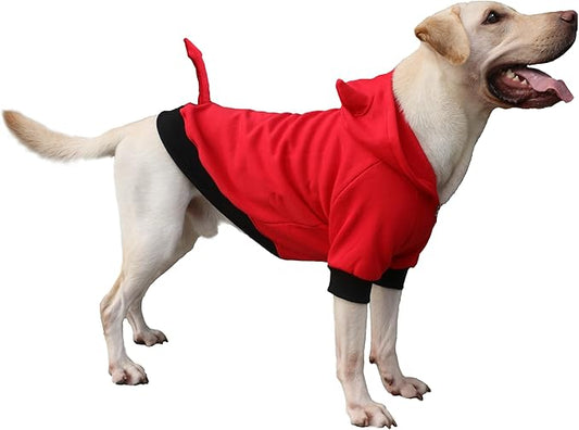 Little Devil Christmas Costumes Clothes for Extra Large Dogs Demon Hoodies Labrador Rottweiler Great Dane, Red, 6X-Large