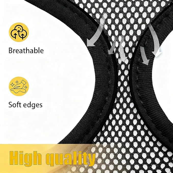 Dog Harness Small Sized and Leash Set, Dog Harness with Leash Set, Comfortable Air Mesh Dog Vest Harness with Reflective Strip, Reflective for Safe Easy Walking Dogs, Cats, Black M