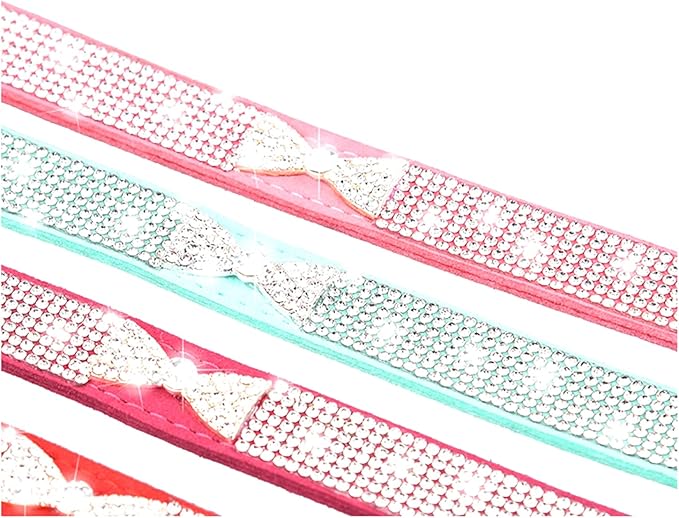 Serijoars Small Dog Collar with Rhinestone Crystal Diamond Colorful Bling Girl Puppy Cat Collars (S, Black3)