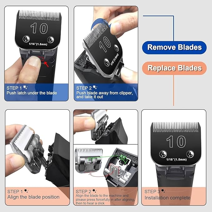 2PCS 4FC Blades Dog Grooming Blades Compatible with Andis Dog Clippers,Dog Clipper Blades Compatible with Oster A5,Wahl km10 Dog Clippers,Stainless-Steel Blade Sharp