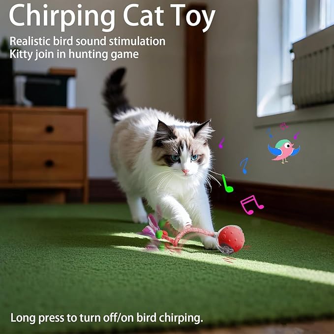 Tiny Fetch Dog Toy - Interactive Dog Toys, 360°Smart Automatic Rolling Electric Dogs Ball Toy with Birdsong, Automatic Obstacle Avoidance, Rechargeable, Boredom Relief for Dogs & Cats (Blue*1 PC)
