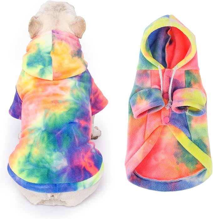 Dog Hoodie Tie Dye Dog Sweatshirt Chic Winter Clothes Ultra-Soft Warm Sweaters for Small Medium Dogs Fashion Pet Clothes for Dogs (Multicolor, XL (Back: 16.92",Chest: 21.65", Neck: 18.89"))