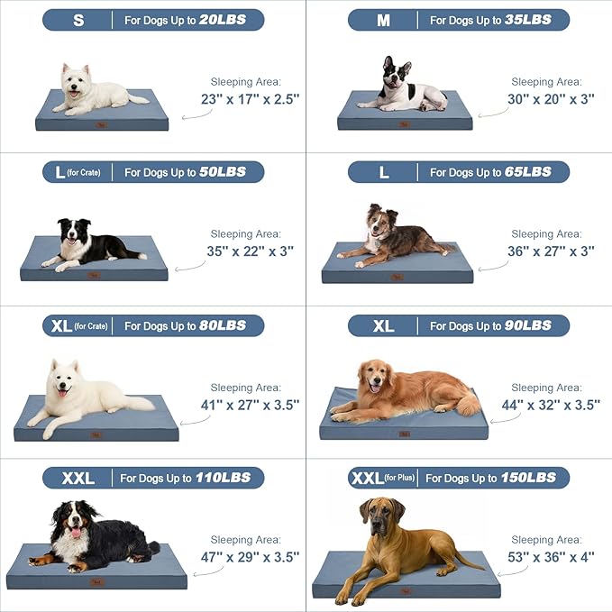 Outdoor Extra Large Dog Bed, Jumbo Waterproof Dog Bed for Large Dogs, Orthopedic Egg Crate Foam Pet Mat with Removable Oxford Cooling Cover, Blue