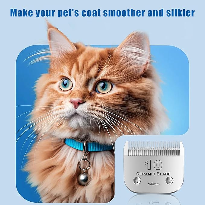 10# Detachable Pet Dog Grooming Clipper Ceramic Blade,Compatible with Andis Size 10 Cut Length 1/16"(1.5mm),Compatible with andis/wahl/Oster Dog Clippers 2PCS