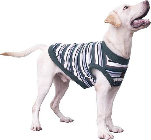 Extra Large Dog T Shirts Clothes Sleeveless Tank Top Vest for Labrador Rottweiler Great Dane, Green, 6X-Large