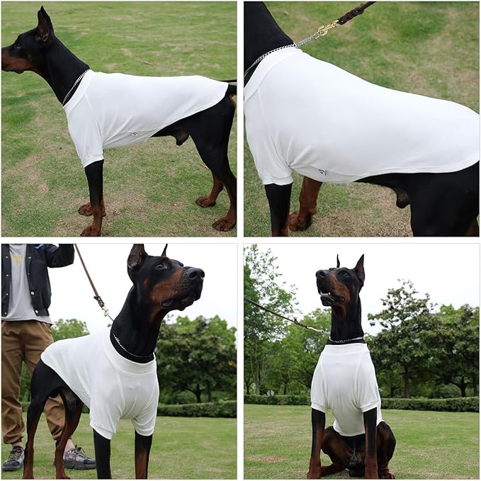 Lovelonglong Ribbed Dog T-Shirt Cotton Knitted Dog Sweaters for All Season Pet T-Shirts for Large Medium Small Dogs Off White 3XL