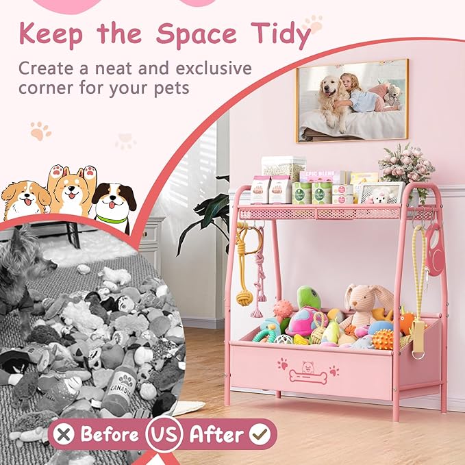 Large Dog Toy Basket (23.6"x11.2"x9.7"), Dogs Toy Bin with Storage Organizer, Trapezoid Toy Box for Dog Stuff Accessories, Pet Toy Storage Holder Chest for Cat Dogs Essential Supplies
