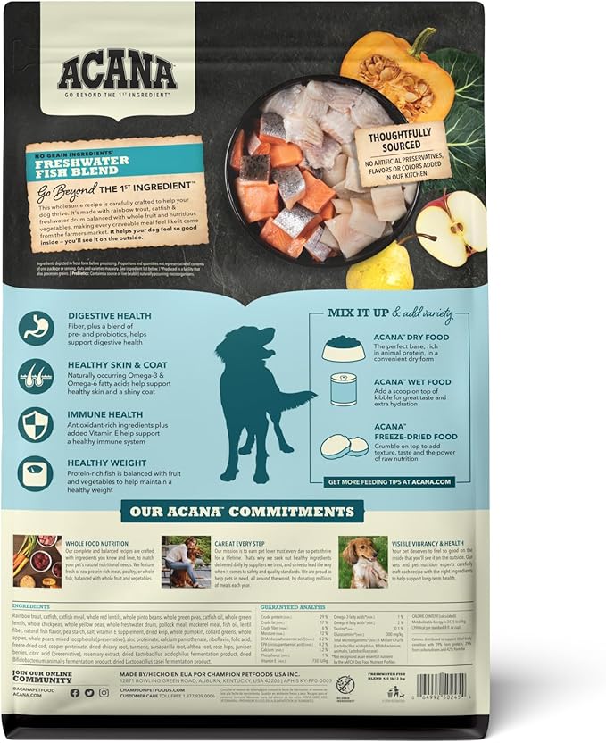 ACANA Grain Free Dry Dog Food Freshwater Fish Recipe 4.5lb Bag