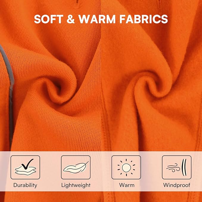 Queenmore Cozy Fleece Dog Sweater XL, Soft Pullover Dog Sweatshirt, Warm Winter Fleece Jacket with Leash Hole/Reflective Stripes for Small Medium Large Dogs Orange