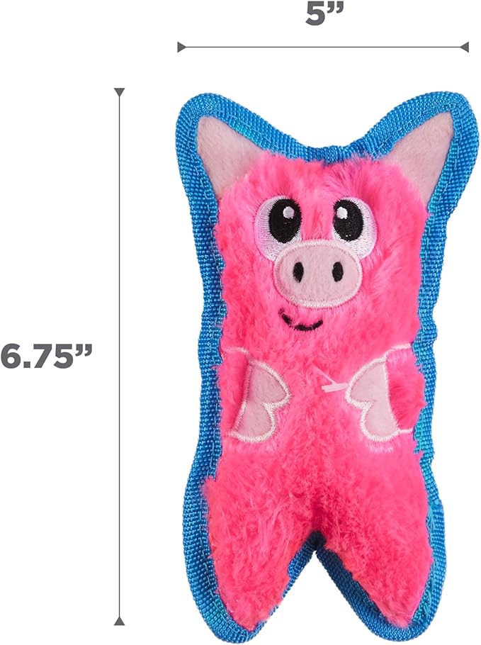 Outward Hound Durablez Minis Stuffing-Free Squeaky Plush Dog Toy for Puppies & Small Dogs - Interactive, Soft Yet Tough, No Mess, Jumbo Squeaker, Long-Lasting Play, Pig