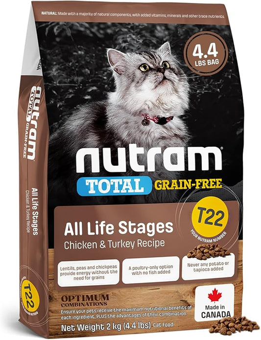 T22 Grain-Free Cat Food – Chicken & Turkey Dry Kibble | Holistic andHigh Protein, Urinary Support, Clean Nutrition for Adult Cats & Kittens | Supports a Strong Immune System (4.4 Pounds)