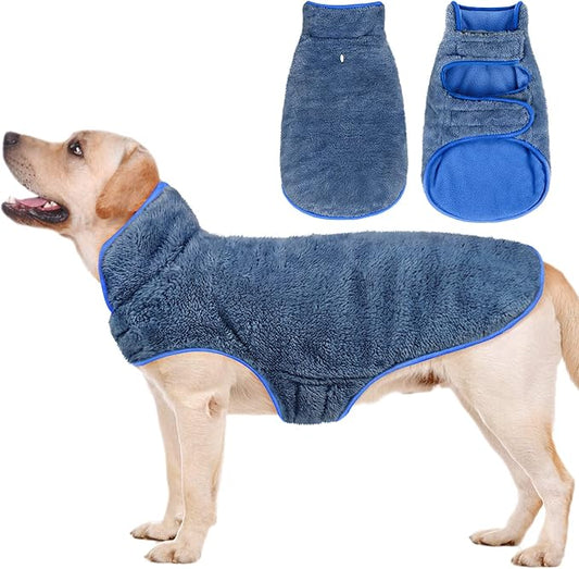 Malier Dog Winter Coat, Reversible Fleece Dog Cold Weather Coats, Windproof Warm Snow Puppy Jacket Vest Pet Clothes for Small Medium Large Dogs (Blue, Medium)