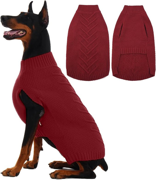 IECOii Extra Large Dog Sweater, XXXL Dog Sweater for Large Dogs Girl Boy, Xmas Pet Holiday Sweaters Large Size, Warm Doggy Christmas Knitwear Big Dogs Sweater for Labrador, Doberman, Darkred-3XL
