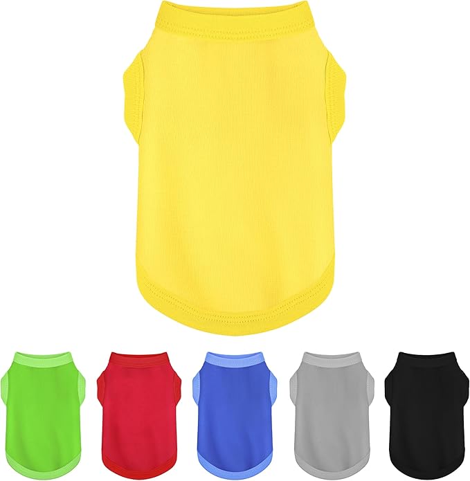 Elevate Your Dog's Fashion Quotient with Colorful and Breathable Sleeveless Cotton Shirts! Perfect Pet Apparel for Small to Medium Dogs Yellow XS