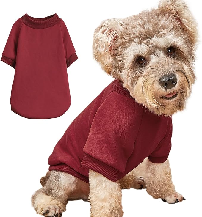 Puppy Sweater for Small Dogs Clothes Warm Winter Cat Clothe Pet Sweatshirt Knitwear Doggie Kitten Clothing, Wine, XX-Small