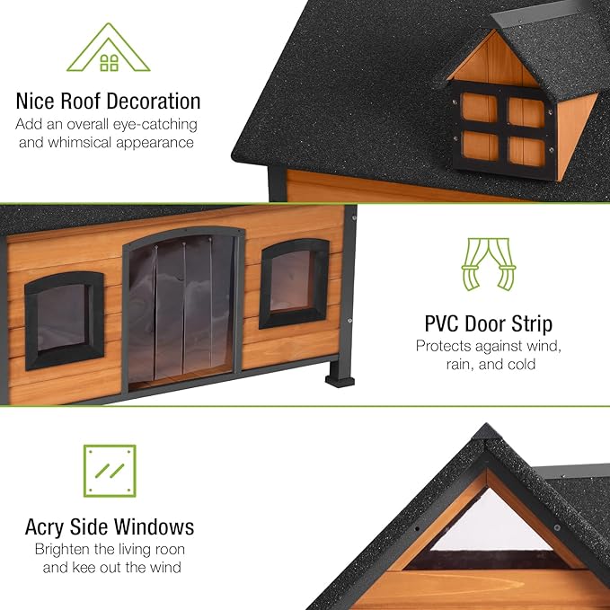 GUTINNEEN Dog House Outdoor with Strong Metal Frame Dog Kennel for Small to Medium Dogs Puppy Cage for Winter Weatherproof