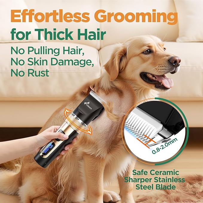 Gimars Professional 7000rpm Low Noise 55db Cordless Rechargeable Dog Clippers, 3.0 Motor Powerful Dog Long Hair Trimmer Grooming Shaver Kit, Electric Pet Hair Clippers for Cat, Horse