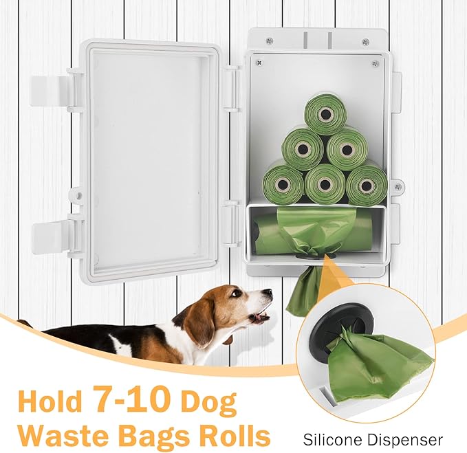 Dog Poop Bag Dispenser, Wall Mounted Outdoor Dog Waste Bags Dispenser Station, Waterproof Pet Waste Bag Holder Fits Home, Porch, Back Yard(Dispenser Only)