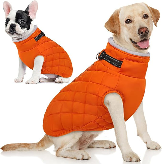 AOFITEE Winter Jacket for Extra Large Dogs, Warm Turtleneck Dog Coat with Back Zipper, Waterproof Dog Puffer Coat for Large Dogs,Winter Jacket Warm Snowsuit for Border Collie, Golden Retriever
