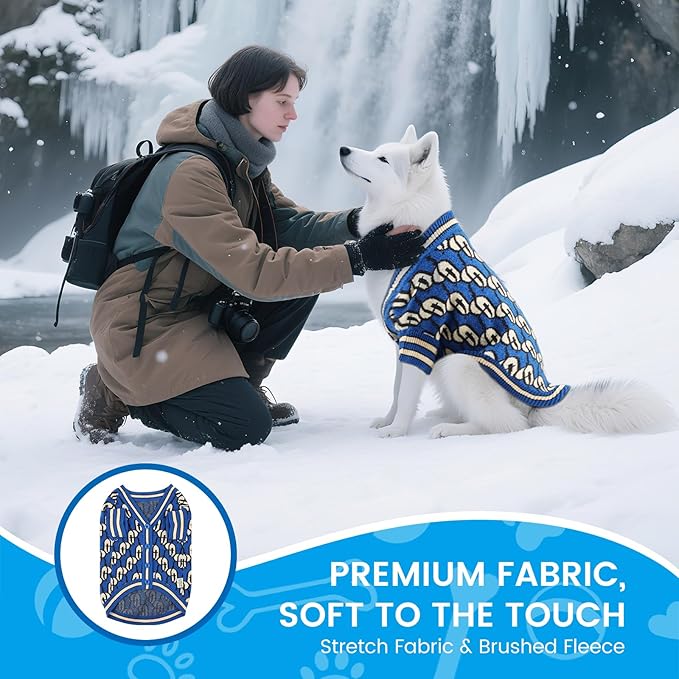 Pet Sweaters for Dogs Boys and Girls, Dynamic Letter Patterned Dog Sweater,Dog Cardigan,Pet Clothes,Pet Knitted Clothing,Fit for Different Seasons and Kinds of Dogs(Blue M)