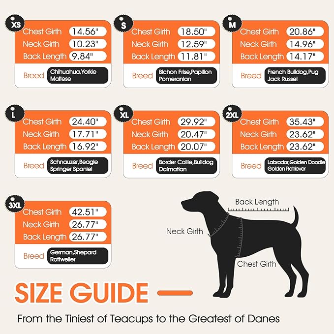 Dog Coat with Harness Built in -Orange,Large- Fleece Lined Dog Snow Jacket Snowsuit，Adjustable Reflective Winter Warm Cold Weather Coat