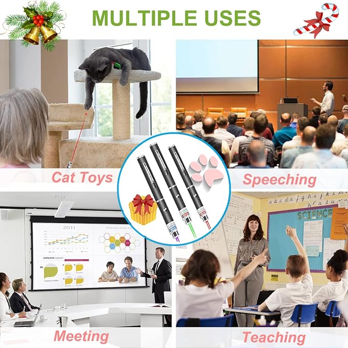 Laser Pointer for Cats and Dogs - 3 Pack Pet Kitten Indoor Training Chaser Toys - Cat Pointer Teaching Indicator