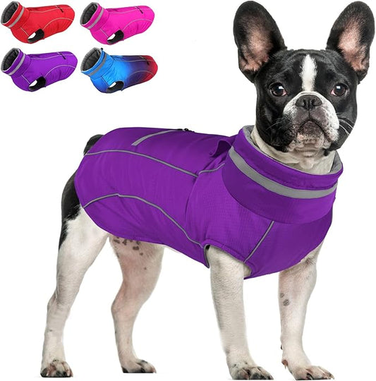 Doglay Dog Winter Coat, Waterproof Dog Jacket with Pocket, Reflective Turtleneck Pet Winter Jackets, Warm Puppy Snow Jacket for Small Medium Large Dogs
