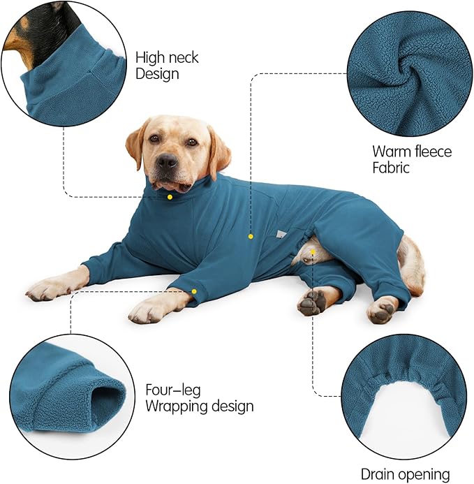 Dog Winter Coat for Small Medium Large Dog Run Walk Sleep Pet Warm Fleece Sweater & Windproof Pajamas Snow Jacket Small Turquoise