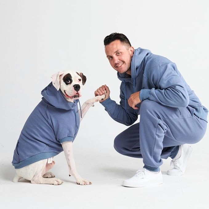 Spark Paws Dog Hoodie – Premium Dog Sweater for Small, Medium, and Large Dogs | Warm Outfits for French Bulldogs, Pitbull, Puppy, Winter Jacket Alternative - Slate Blue - M
