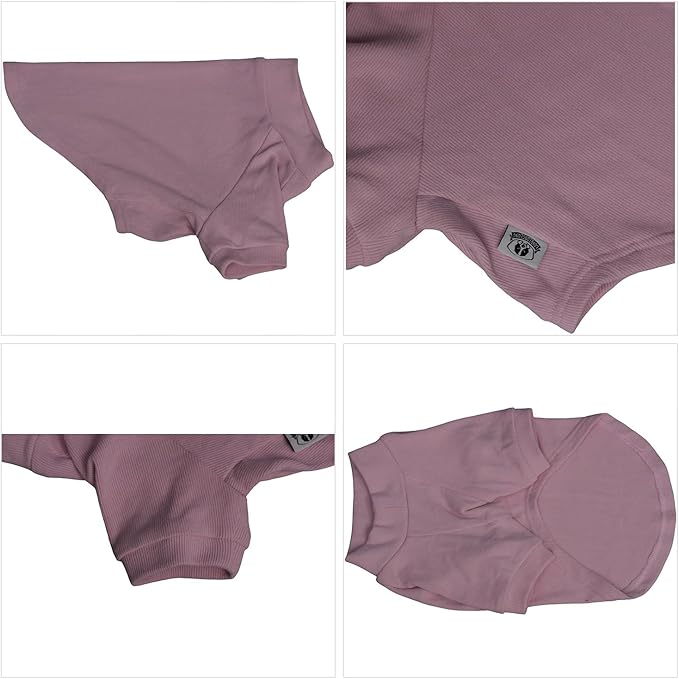 Lovelonglong Ribbed Dog T-Shirt Cotton Knitted Dog Sweaters for All Season Pet T-Shirts for Large Medium Small Dogs Light Pink L