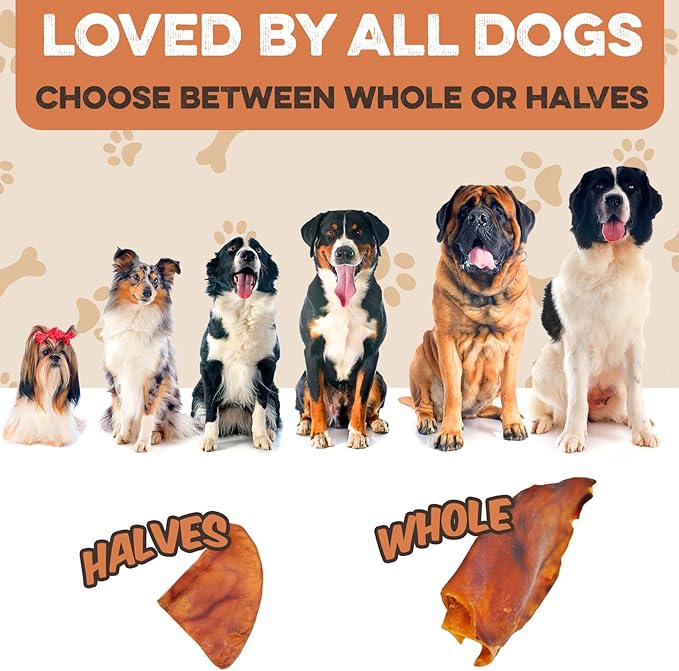 BRUTUS & BARNABY Pig Ear Halves for Dogs, 15 Ct. – All-Natural Single Ingredient Dog Chews, Slow Cooked & Fully Digestible Rawhide Alternative
