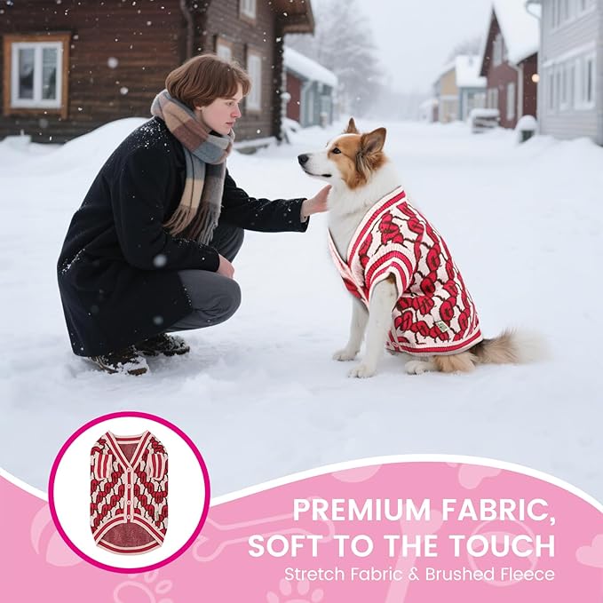Pet Sweaters for Dogs Boys and Girls, Dynamic Letter Patterned Dog Sweater,Dog Cardigan,Pet Clothes,Pet Knitted Clothing,Fit for Different Seasons and Kinds of Dogs(Pink XL)