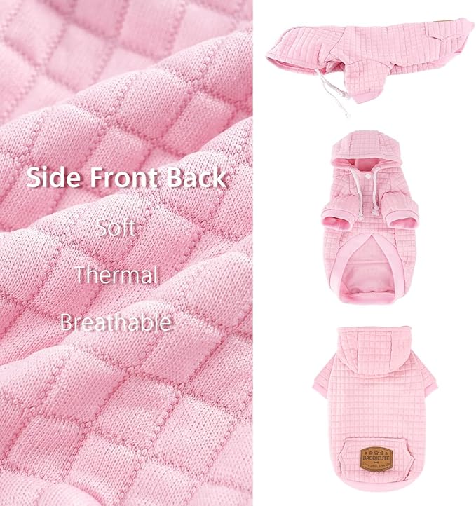 2 Pack Dog Hoodie Sweaters for Small Medium Dogs Warm Dog Clothes for Large Dogs Soft Waffle-Like Laminated Sweatshirt Bulldog (Pink, S (Back: 11.5",Chest: 15.5", Neck: 10"))